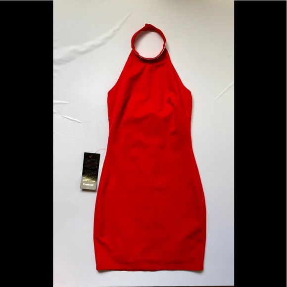 bebe Dresses & Skirts - Body Con Dress Plated Halter Neck Dress XS/S